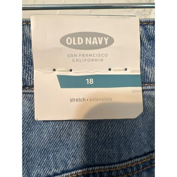 Old Navy Sz 18 A Line Mini Skirt Raw Hem NWT Medium Wash Beach Coastal - Picture 4 of 9